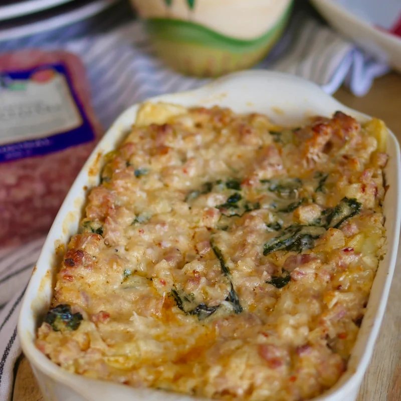 VIT LASAGNE MED SALSICCIA OCH SPENAT