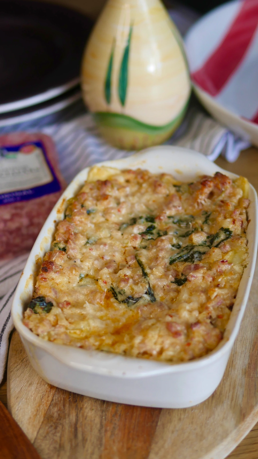 VIT LASAGNE MED SALSICCIA OCH SPENAT